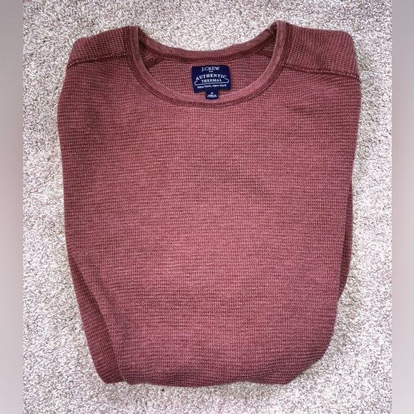 Men’s J. crew authentic thermal crew cut maroon Waffle Knit - Picture 2 of 5